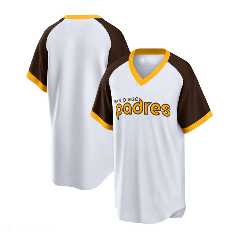 Custom White SD Baseball Shirt Top