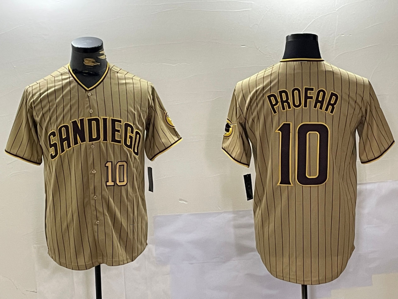 Custom #10 Khaki SD Baseball Shirt Top