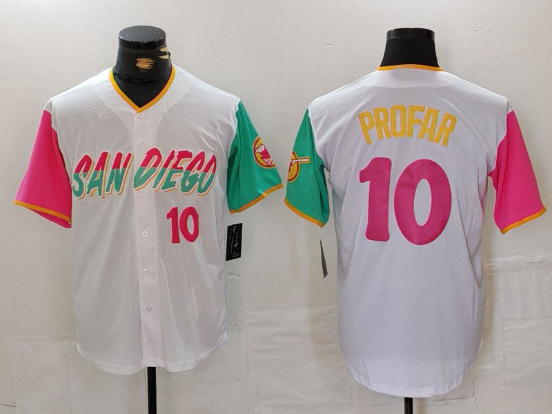 Custom #10 White 2023 City Connect SD Baseball Shirt Top