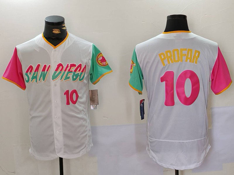 Custom #10 White 2023 City Connect SD Baseball Shirt Top