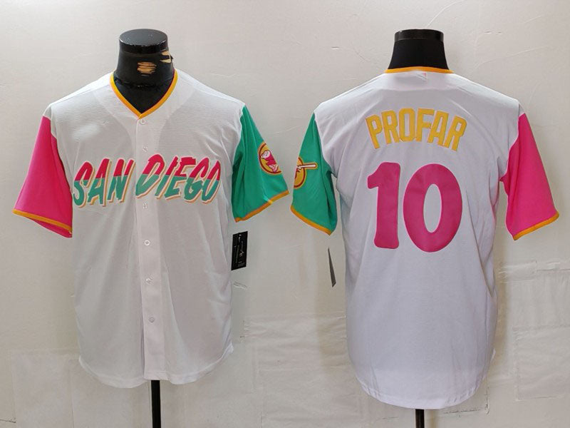 Custom #10 White 2023 City Connect SD Baseball Shirt Top