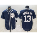 Custom #13 Navy Blue SD Baseball Shirt Top