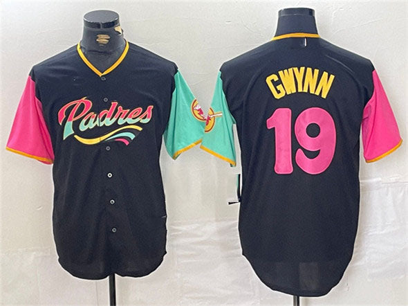 Custom #19 Black City Connect SD Baseball Shirt Top