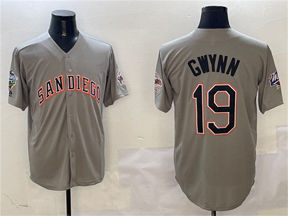 Custom #19 Gray SD Baseball Shirt Top