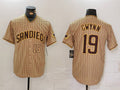 Custom #19 Khaki SD Baseball Shirt Top