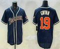Custom #19 Navy Blue SD Baseball Shirt Top