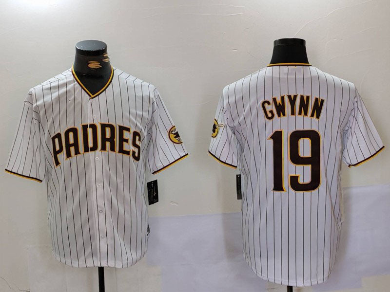 Custom #19 White SD Baseball Shirt Top
