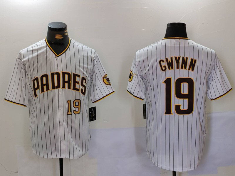 Custom #19 White SD Baseball Shirt Top