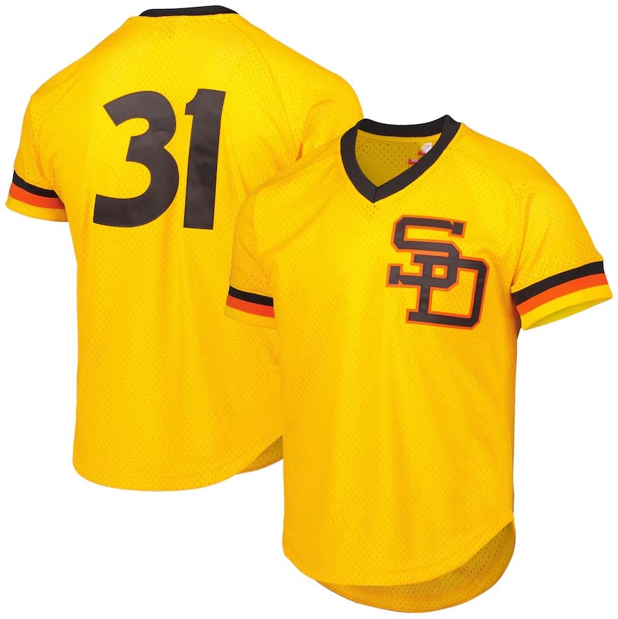 Custom #31 Gold SD Baseball Shirt Top