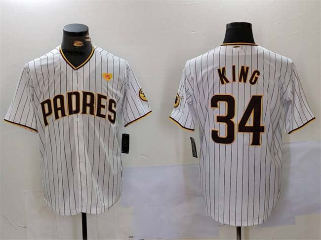Custom #34 White SD Baseball Shirt Top