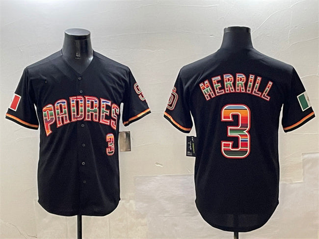 Custom #3 Black SD Baseball Shirt Top