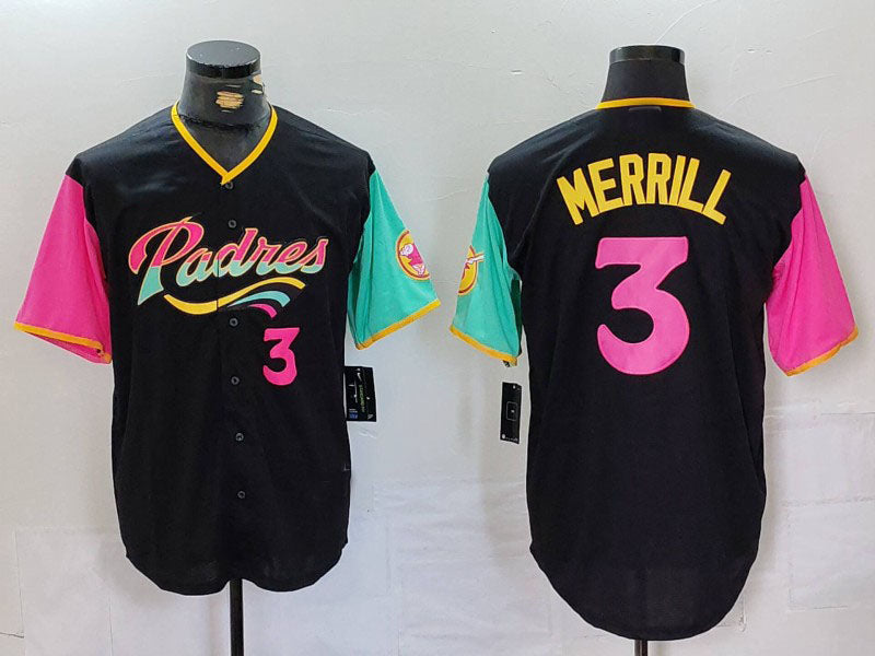 Custom #3 Black SD Baseball Shirt Top