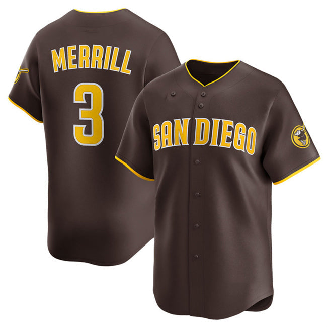 Custom #3 Brown 2024 SD Baseball Shirt Top