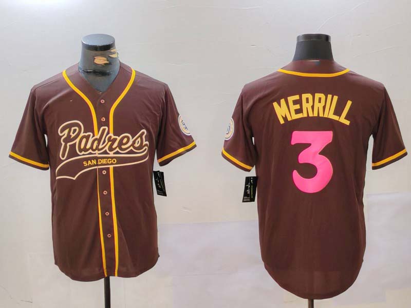Custom #3 Brown SD Baseball Shirt Top