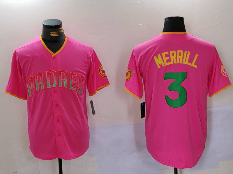 Custom #3 Pink SD Baseball Shirt Top