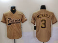 Custom #3 Tan 2023 SD Baseball Shirt Top