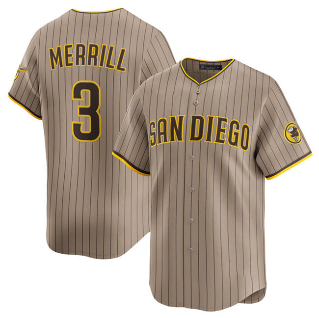 Custom #3 Tan 2024 SD Baseball Shirt Top