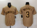 Custom #3 Tan 2023 SD Baseball Shirt Top