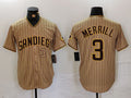 Custom #3 Tan 2023 SD Baseball Shirt Top