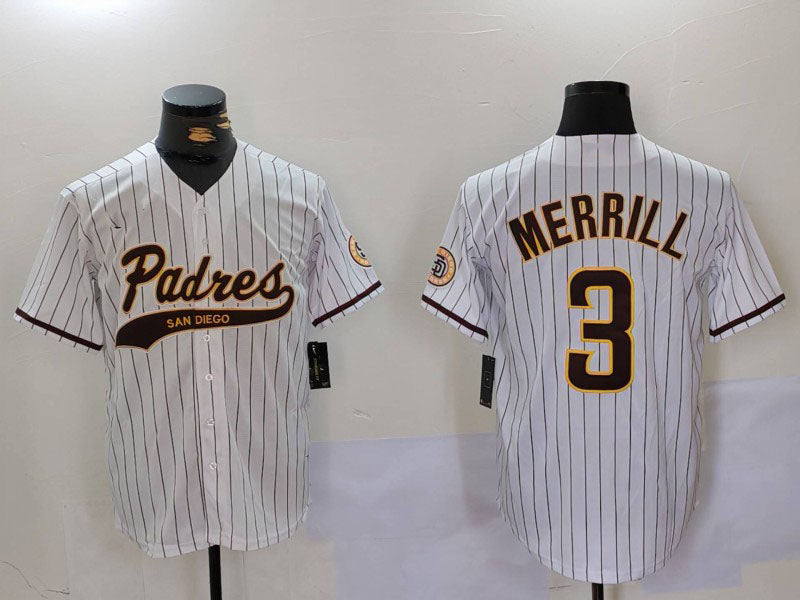 Custom #3 White 2023 SD Baseball Shirt Top
