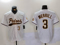 Custom #3 White 2023 SD Baseball Shirt Top