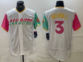 Custom #3 White 2024 City Connect SD Baseball Shirt Top