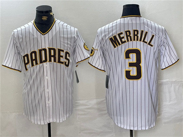 Custom #3 White SD Baseball Shirt Top