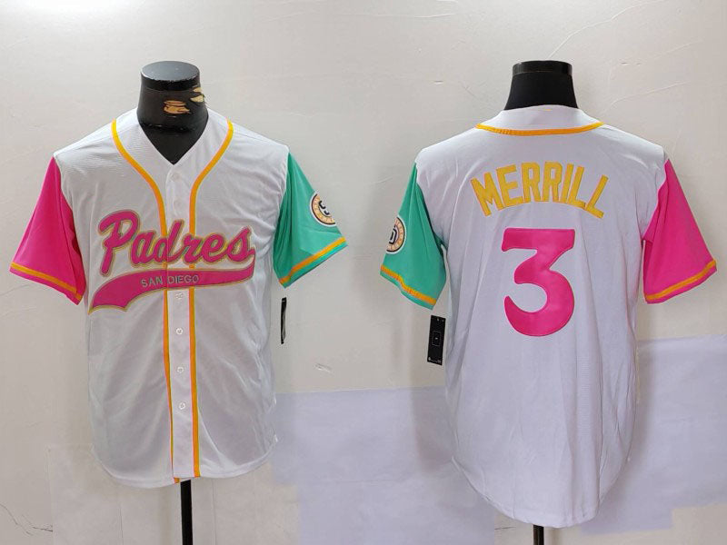 Custom #3 White 2023 City Connect SD Baseball Shirt Top