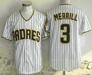 Custom #3 White SD Baseball Shirt Top