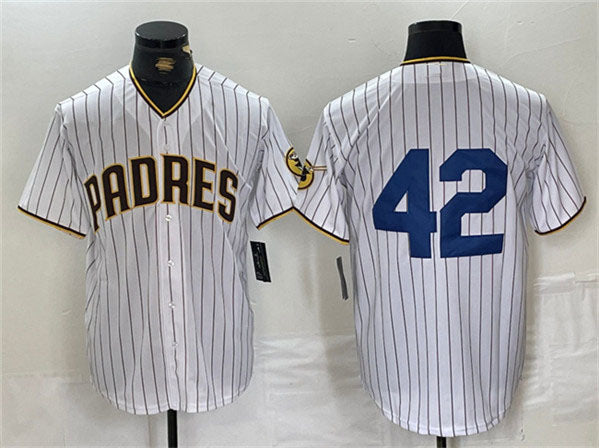 Custom #42 White SD Baseball Shirt Top