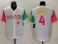Custom #4 White 2023 City Connect SD Baseball Shirt Top