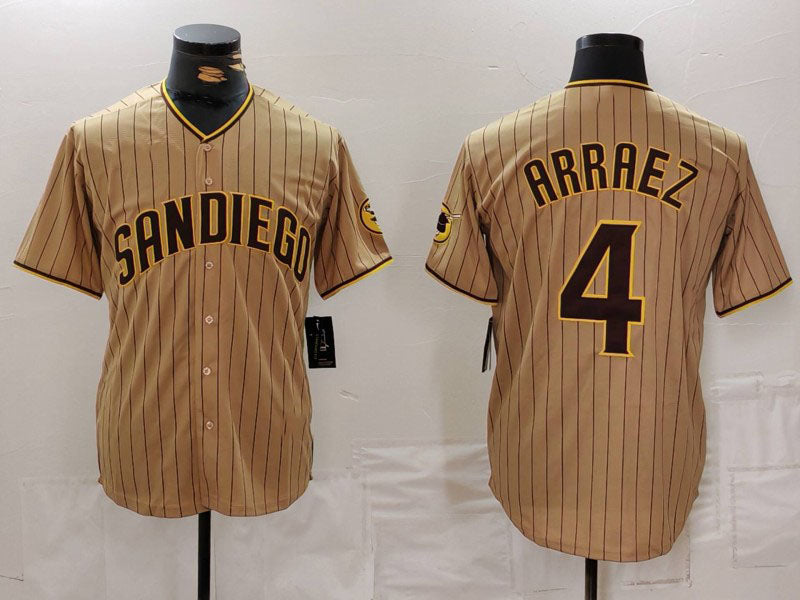Custom #4 Tan SD Baseball Shirt Top