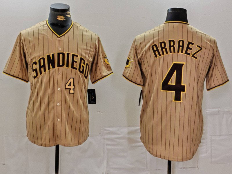 Custom #4 Tan SD Baseball Shirt Top