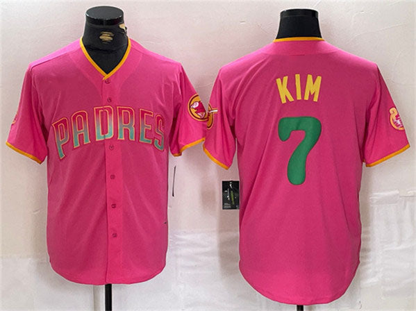 Custom #7 Pink SD Baseball Shirt Top