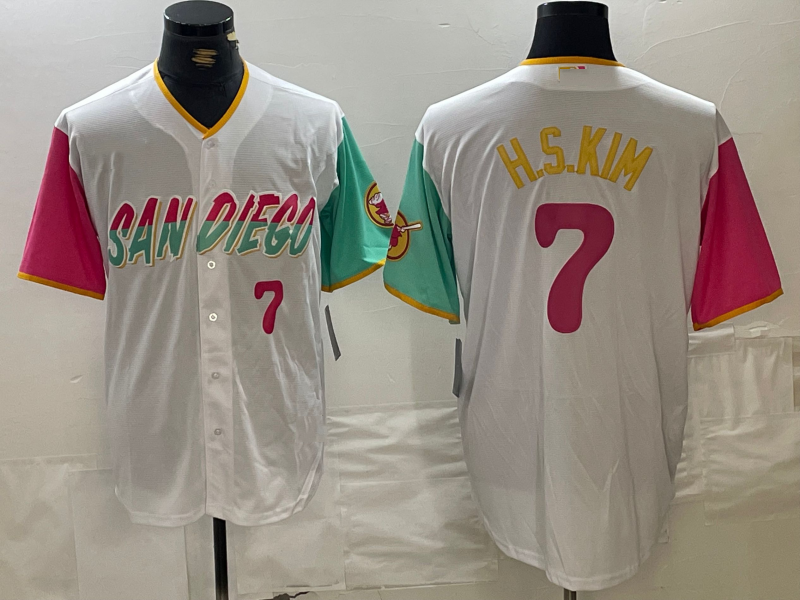 Custom #7 White 2023 City Connect SD Baseball Shirt Top