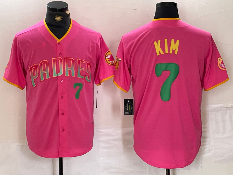 Custom #7 Pink SD Baseball Shirt Top