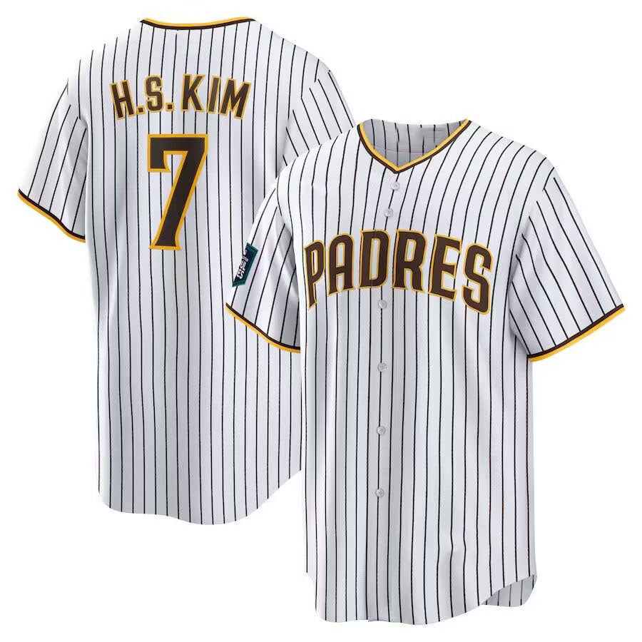 Custom #7 White SD Baseball Shirt Top