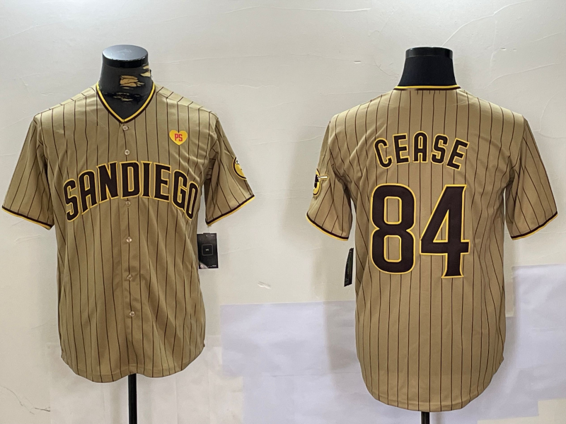 Custom #84 Khaki SD Baseball Shirt Top