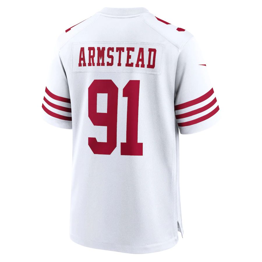 Custom #91 White SF Football Shirt Top
