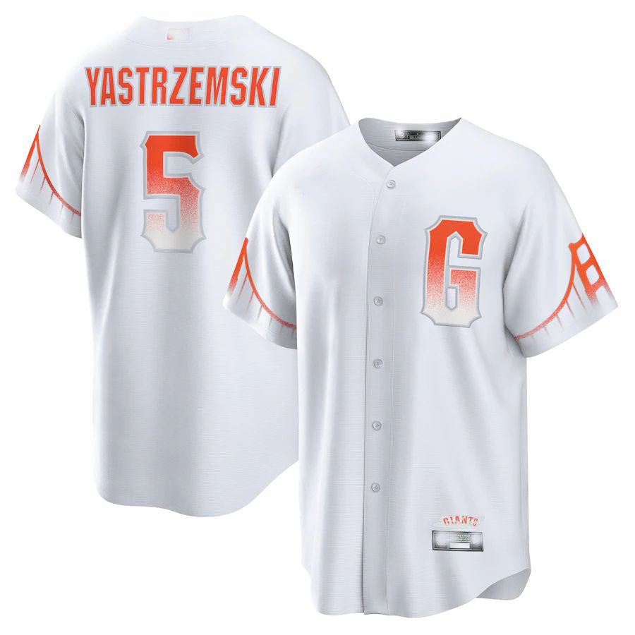Custom #5 White City Connect SF Baseball Shirt Top