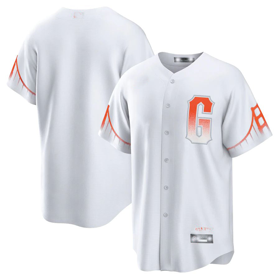 Custom White City Connect SF Baseball Shirt Top