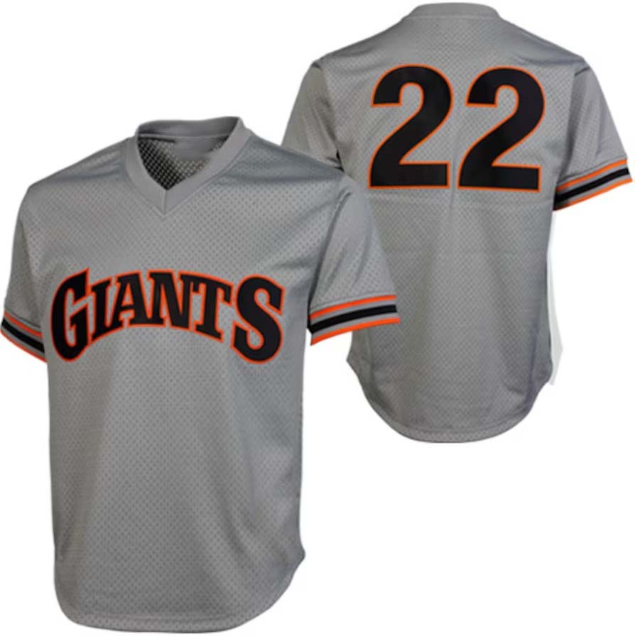 Custom #22 Gray 1989 SF Baseball Shirt Top
