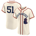 Custom #51 Cream 2024 SF Baseball Shirt Top