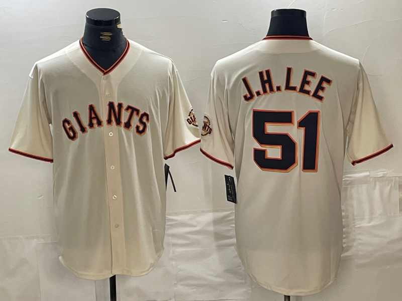 Custom #51 Cream 2024 SF Baseball Shirt Top