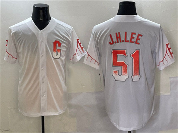 Custom #51 White City Connect SF Baseball Shirt Top