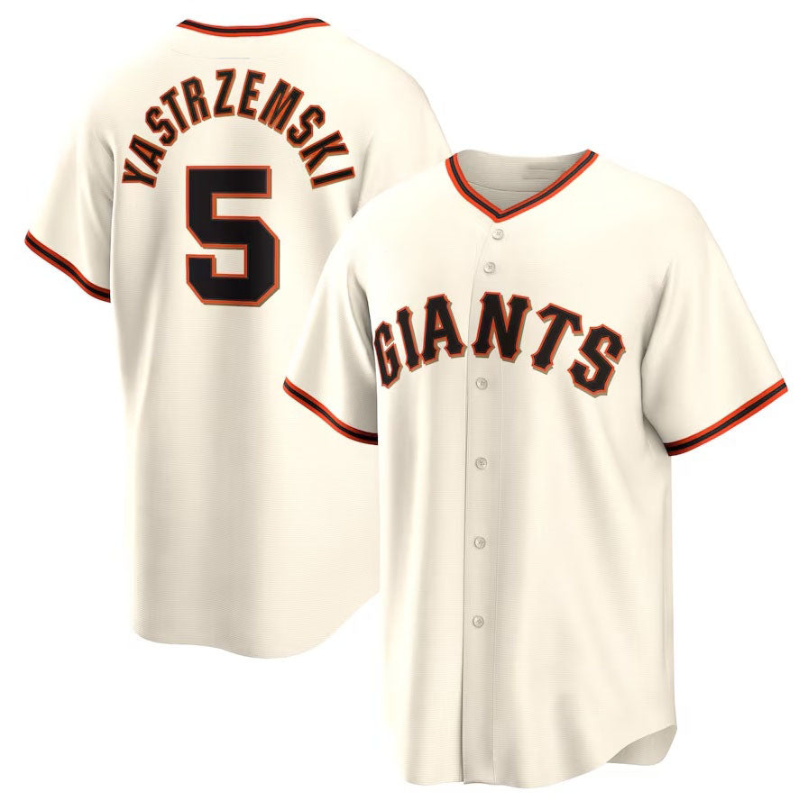 Custom #5 Cream SF Baseball Shirt Top