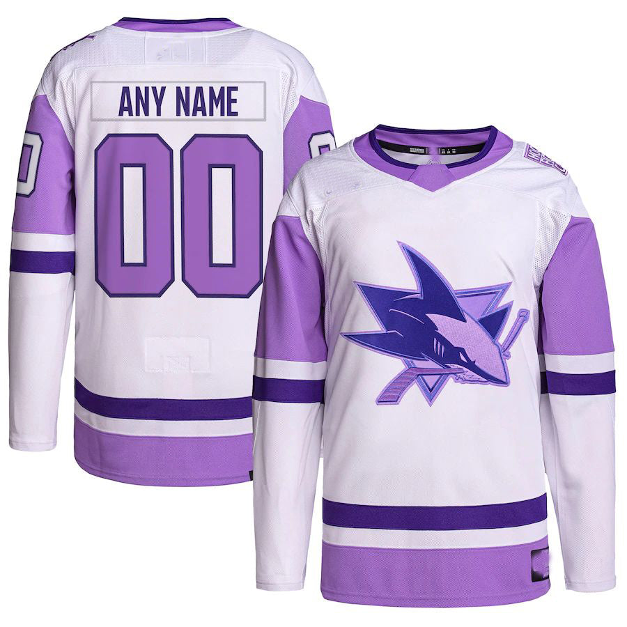 Custom White SJS Hockey Shirt Top