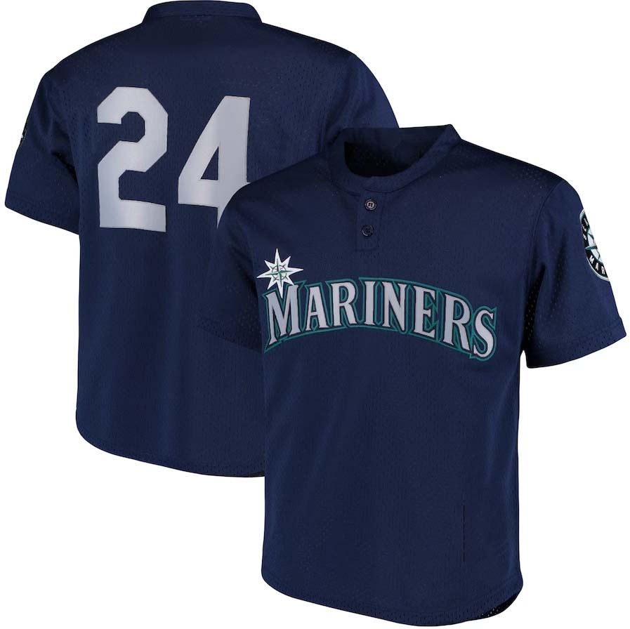 Custom #24 Navy SEA Baseball Shirt Top