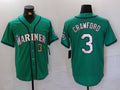 Custom #3 Green SEA Baseball Shirt Top