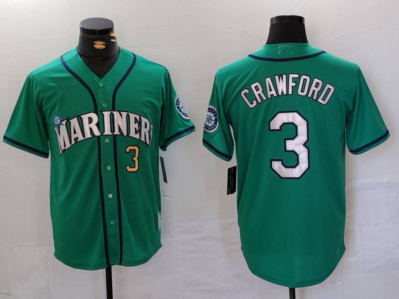 Custom #3 Green SEA Baseball Shirt Top
